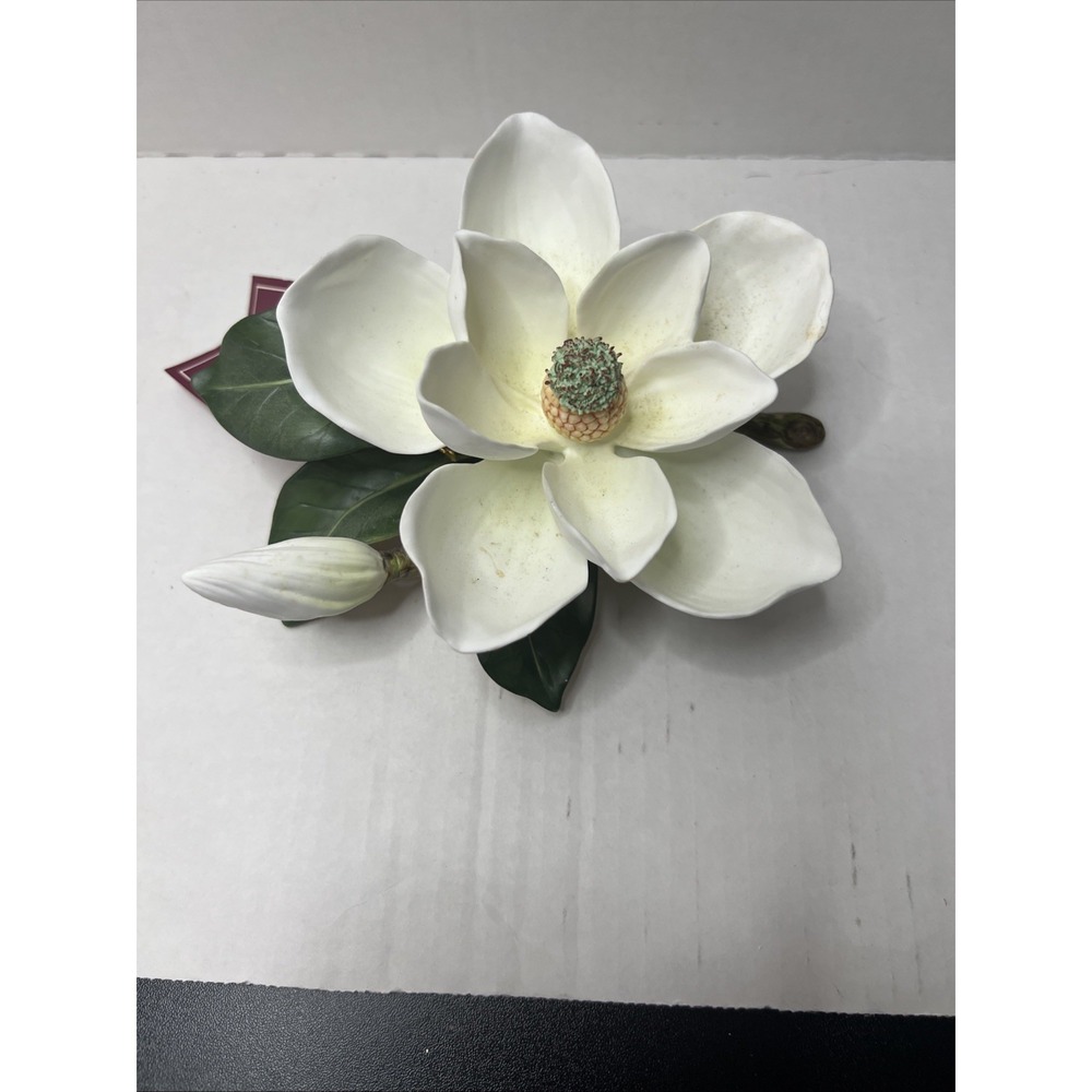 Vintage 1983 HOMCO Bone China Magnolia Flower Figurine 7" Signed